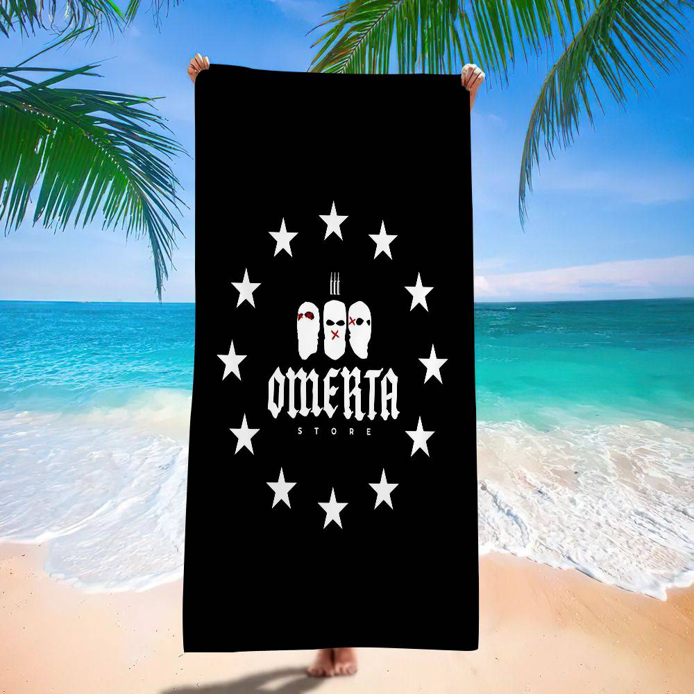 Marke Omerta Maes 47 Logo Schwarzes Mikrofaser Strandtuch Saugfähig Schnelltrocknend Weich Yoga Schwimmen Resort Bergsteigen Handtuch