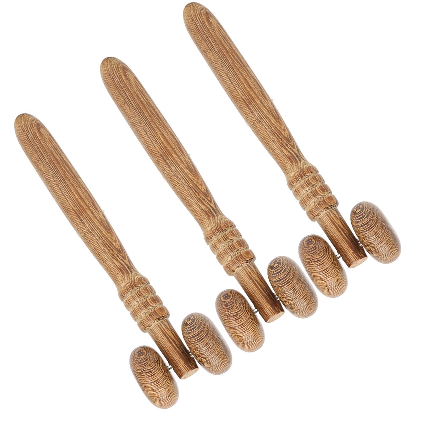 

3pcs Facial Nose Roller 2 Wheeled Nose Massage Wooden Facial Slimming Manual Self Massage Tool