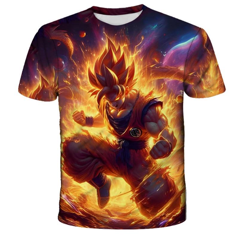 Fashionable summer men's domineering wolf print pattern breathable round neck T-shirt outdoor high street casual top