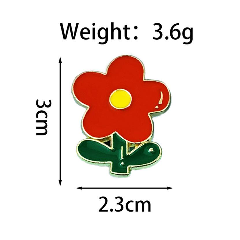 Adorable Red Flower Metal Badge for Girls' Clothing & Backpacks - Unique Plant-Shaped Accessory Brooch