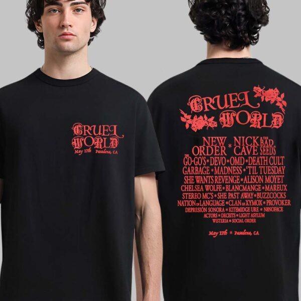 RARE! Cruel World Festival 2026 Lineup In Pasadena CA On May 17 2026 Unisex Tee XL