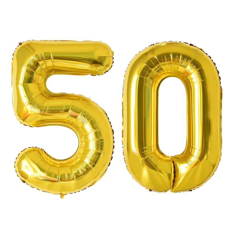 2pcs 40 Inch Number Figure Foil Balloon16 18 20 21 25 30 35 40 Years Adult Old Birthday Party Anniversary Decoration Air Balloon