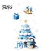 Christmas Window Clings Tree/Santa Claus Clings, Blue PVC Waterproof Static Glass Stickers, Decorative Film for Windows Winter Wall Decals Holiday