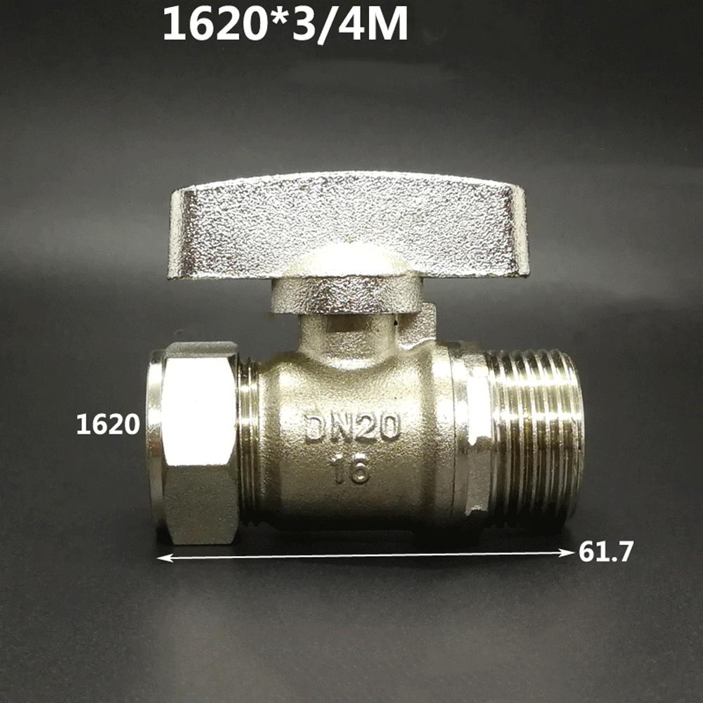 Brass Nickelage DN15 DN20 Male/Female Thread Ball Valve 1216/1418/1620/2025/2632 Pex Pipe Fitting Aluminum Plastic Pipe Fittings
