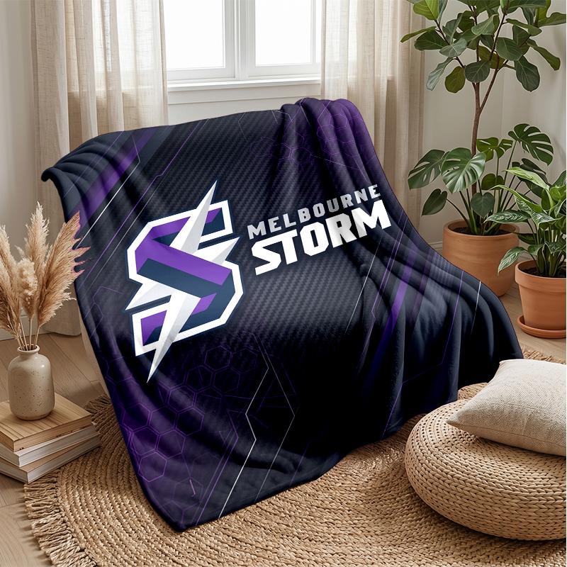 Melbourne Storm Flannel Fleece Blanket Cozy Warm Throw Blanket For Couch Bed Travel All Season Use