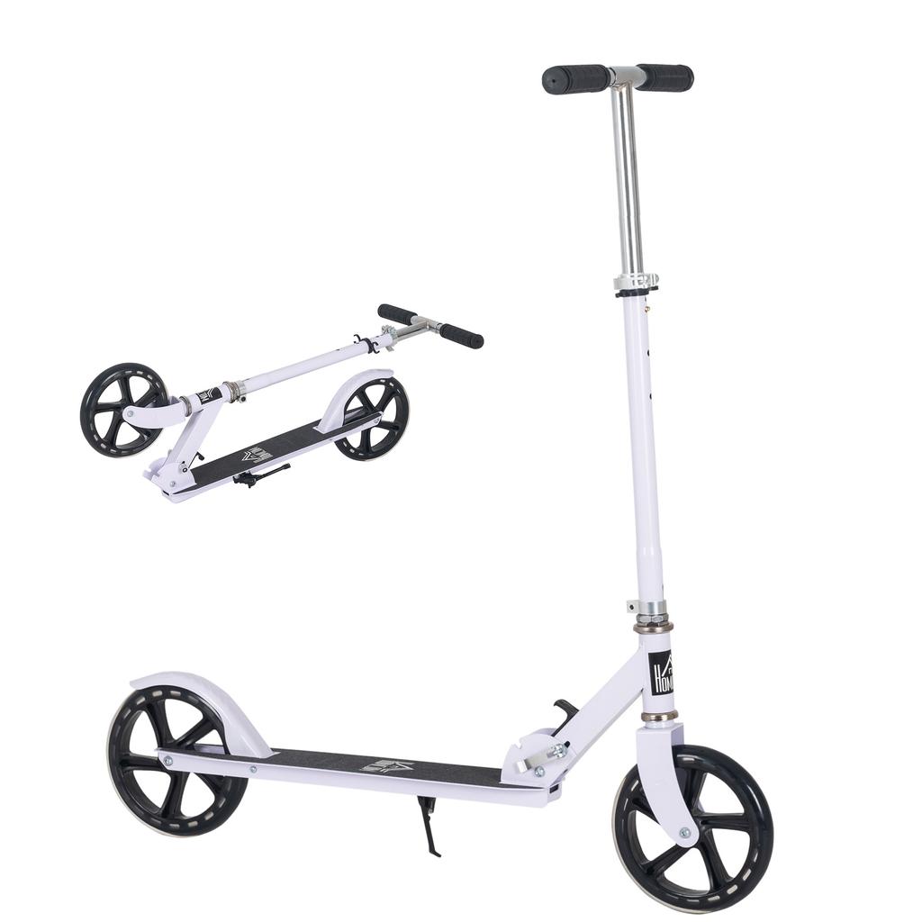 Folding Scooter for Children Ages 7-14, Kids Scooter with 4-Level Height Adjustable Handlebar and Brake, White