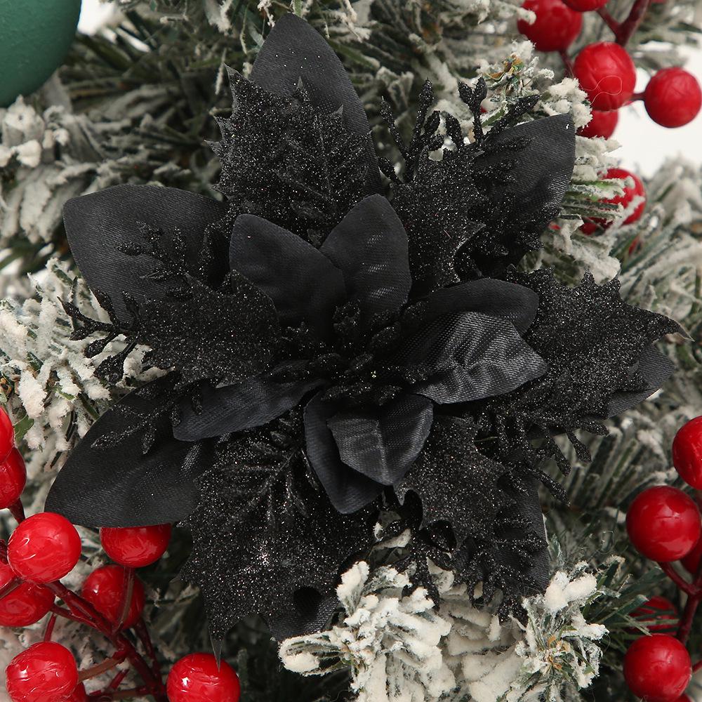 Mehrfarbige Glitzer-Weihnachtsstern-Kunstblumen für Baumdekoration und Festtags-Kränze