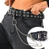 Women Trouser Belt Punk Cool Metal Buckle Adjustable Eyelet Leather Fashion Thin Waistband For Jeans Dress Hole Waist Goth Belt