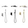 Deluxe Gun Gray Thermostatic Shower System Wall-mounted Design 4-function Cold & Hot Dual-control Waterfall Brass Bathroom Tap