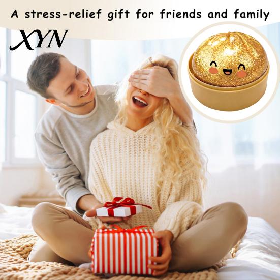 Soft Tactile Toy Steamed Bun Stress Ball, TPR Dumpling Squeeze Hand Therapy with Mini Inside, Slow Rising Fidget for Adults Relaxation