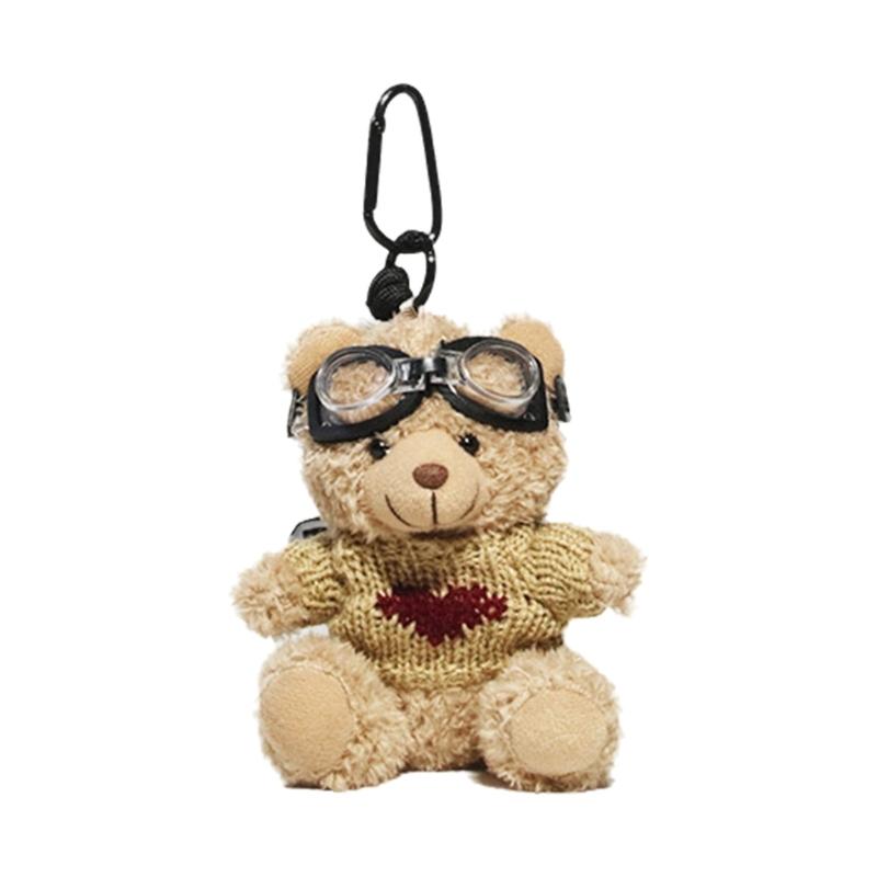 Lovely Pilot Bear Keychain Cute Pendant for Bag and Key Plush Keyring Phone Charm Personalized Animal Decoration