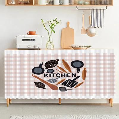 Kitchen Dust Cabinet Curtain Dustproof Cupboard Wardrobe Short Curtains Self-adhesive Household Curtains Modern Half-Curtain
