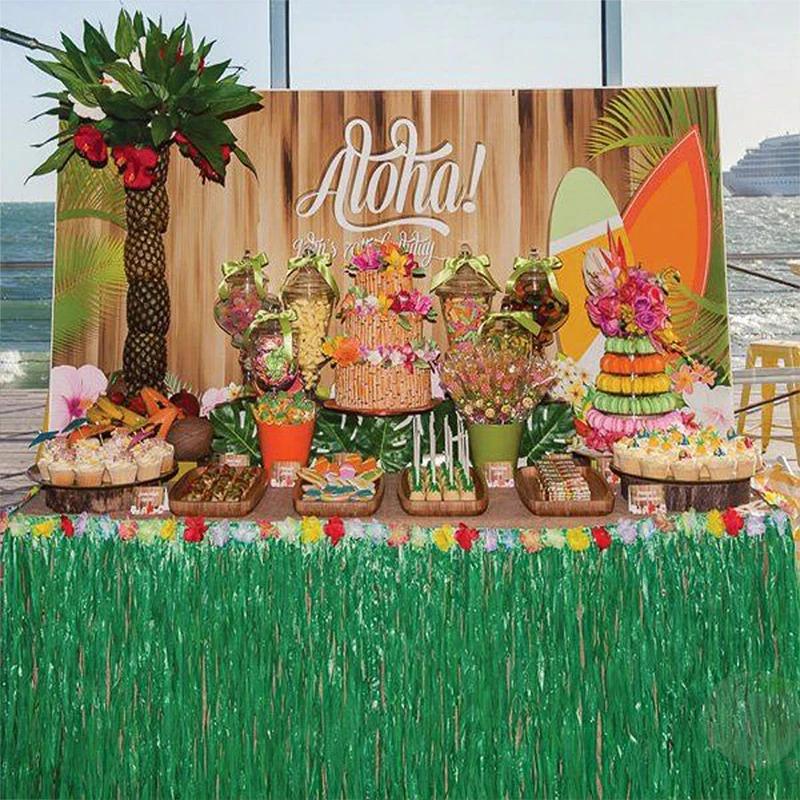 Hawaiian Party Decorations Tropical Luau Grass Table Skirt Luau Party Hula Skirt Tiki Hawaii Themed Summer Beach Birthday Party