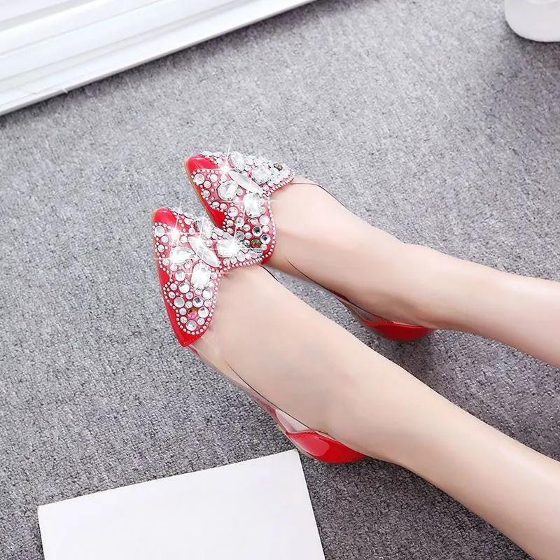 Fashion Slip-on Shoes for Women Diamond Black Stripper With Heel Woman Flats Sale Vacation High Quality Fashion Korean Style Offer 39