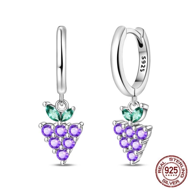 Original 100% S925 Silver Sweet Cherry Strawberry Sweetheart Avocado Women's Earrings Engagement Anniversary Gift