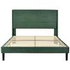 Lit Rembourré 140 X 200 Cm, Cadre De Lit Avec Sommier À Lattes Et Tête De Lit, Lit Double Rembourré, Couvre-lit Vert Foncé