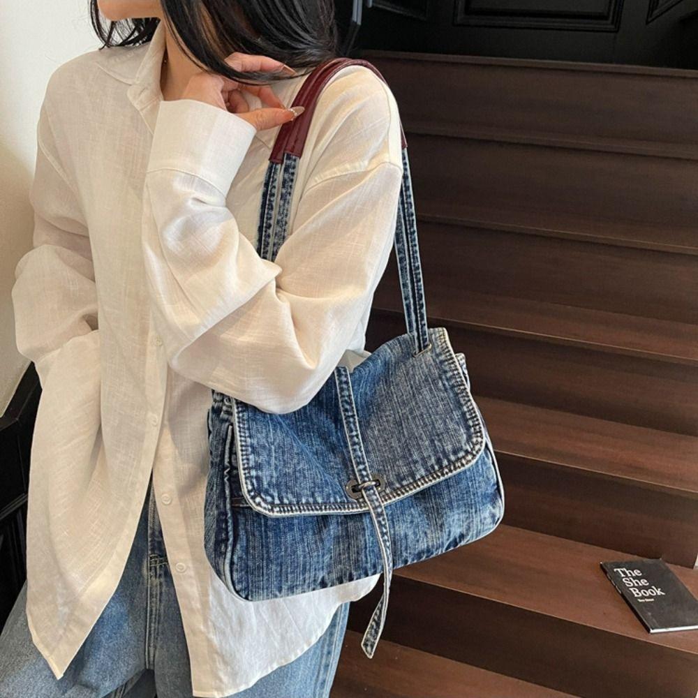 Retro Denim Stofftasche Einfache Canvas Tragetasche Lässige Canvas Umhängetasche Outdoor
