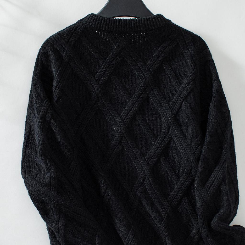 Herbst Winter Vintage Lose Langarm Top Einfarbig Strickjacke Strickwaren Oansatz Pullover