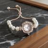 Hand bracelet watch Fashion Diamond Leaves Round Women's Watch Simple Dial Free Adjustment Bracelet Gift Watch Elegant Fashion Quartz Watch