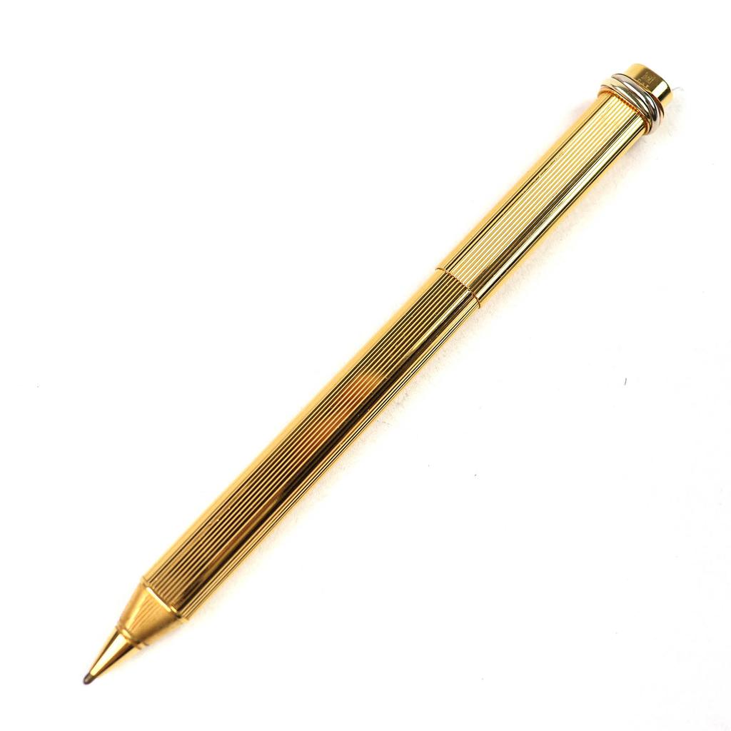 Very Good Cartier Ballpoint pen Trinity Stripe Oval Cap Black gold mens Used