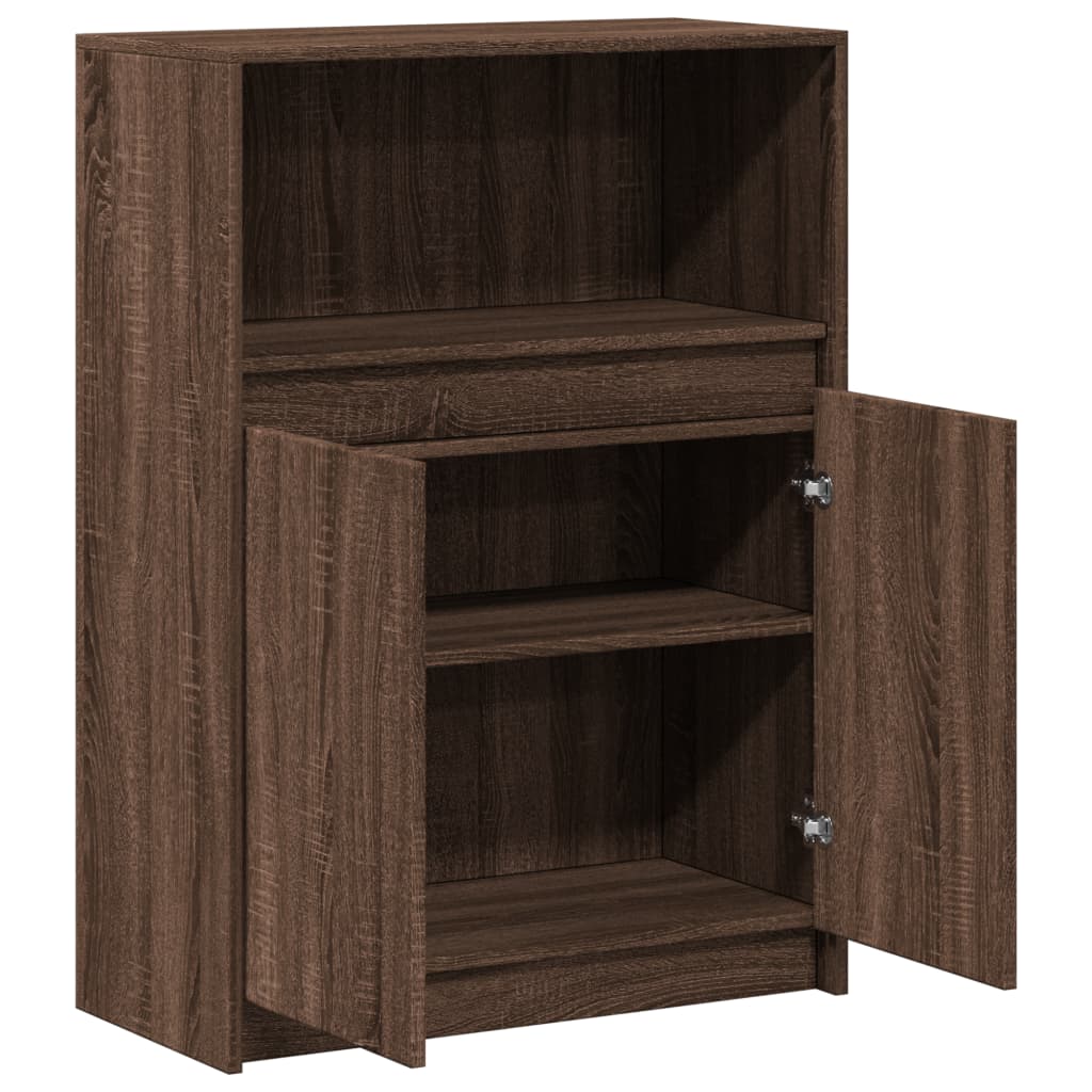 Sideboard with LED Lighting Brown Oak Effect 72 x 34 x 100 cm Wood Based Material