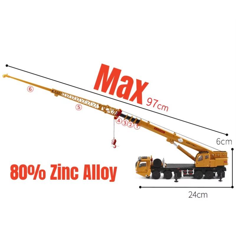1/55 Wheeled Truck Ladder Crane Car Toy for Children Diecast Miniature Vehicle Engineering Model Collection Gift for Boys