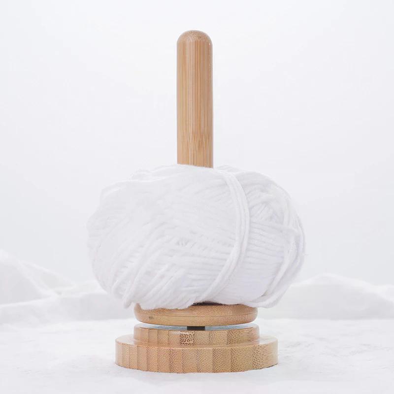 Bamboo And Wood Yarn Stand Yarn Spool Home Braided Yarn Spool Storage Stand Table Top Rotary Ball Wooden Winder