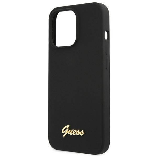 Guess Guhmp13Xlslmgbk Iphone 13 Pro Max6,7 Black/Czarny Hardcase Silikonowy Skrypt Złote Logo Magsafe