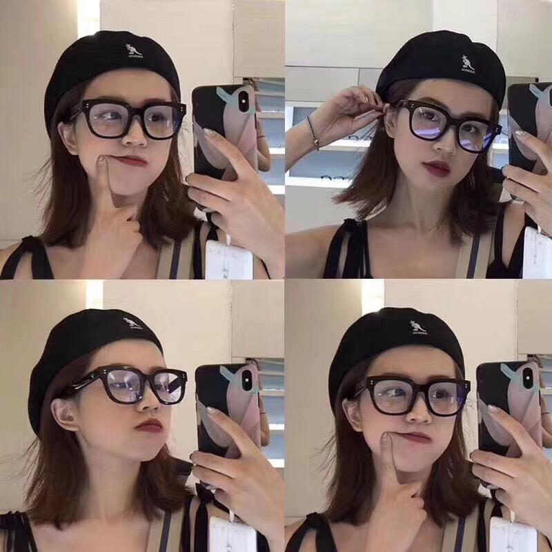 Damen Retro Klassische Schwarze Dicke Rahmen Sonnenbrille - Harajuku Stil für Eckige & Runde Gesichter, Flache Myopiebrille