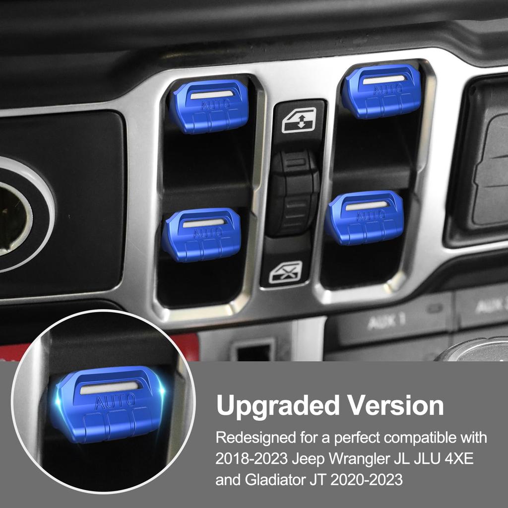 DIAMOOKY 4pcs Upgrade Window Switch Button Cover for Jeep Wrangler JL JLU 2018-2024 Gladiator