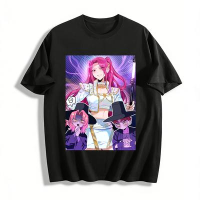 Anime Magic Girl Print T-shirt Trendy Cartoon Peripheral Loose Casual Unisex Short Sleeve Top Pure Cotton T-shirt