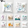 45X45Cm Home Decor Cushion Cover For Living Room Bedroom Decorative Polyester Pillowcases Flowers Bike Printed Pillow Cover