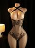 Bass de corps Ouvert Soutien-gorge Sexy Adulte Femme Noir Mailles Poissons Lingerie Sous-vêtements Body Transparent Catsuit Costumes Cosplay