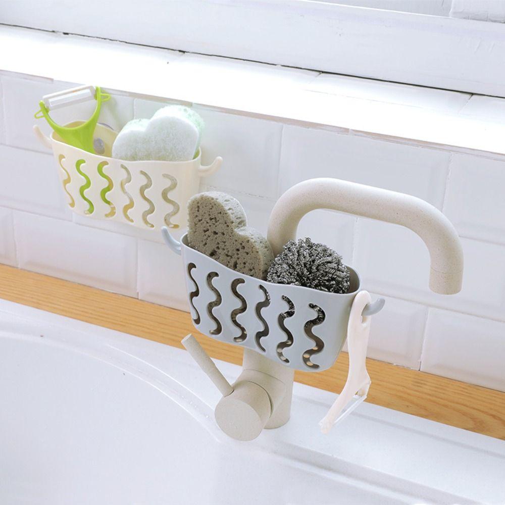

White/Beige/Grey Sink Drainage Basket Punch Free Strainer Storage Holder Kitchen