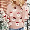 New Family Christmas Knitted Sweater Women Long Sleeve Crewneck Santa Claus Printed Jumpers Female Pullover Sweatshirt