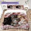 Custom Name Cats Cozy Nest Bedding,Quilt Set Quilt Cover Pillowcase Home Birthday Gift(1 * Duvet Cover + 2 * Pillowcase, Without Core)_lx