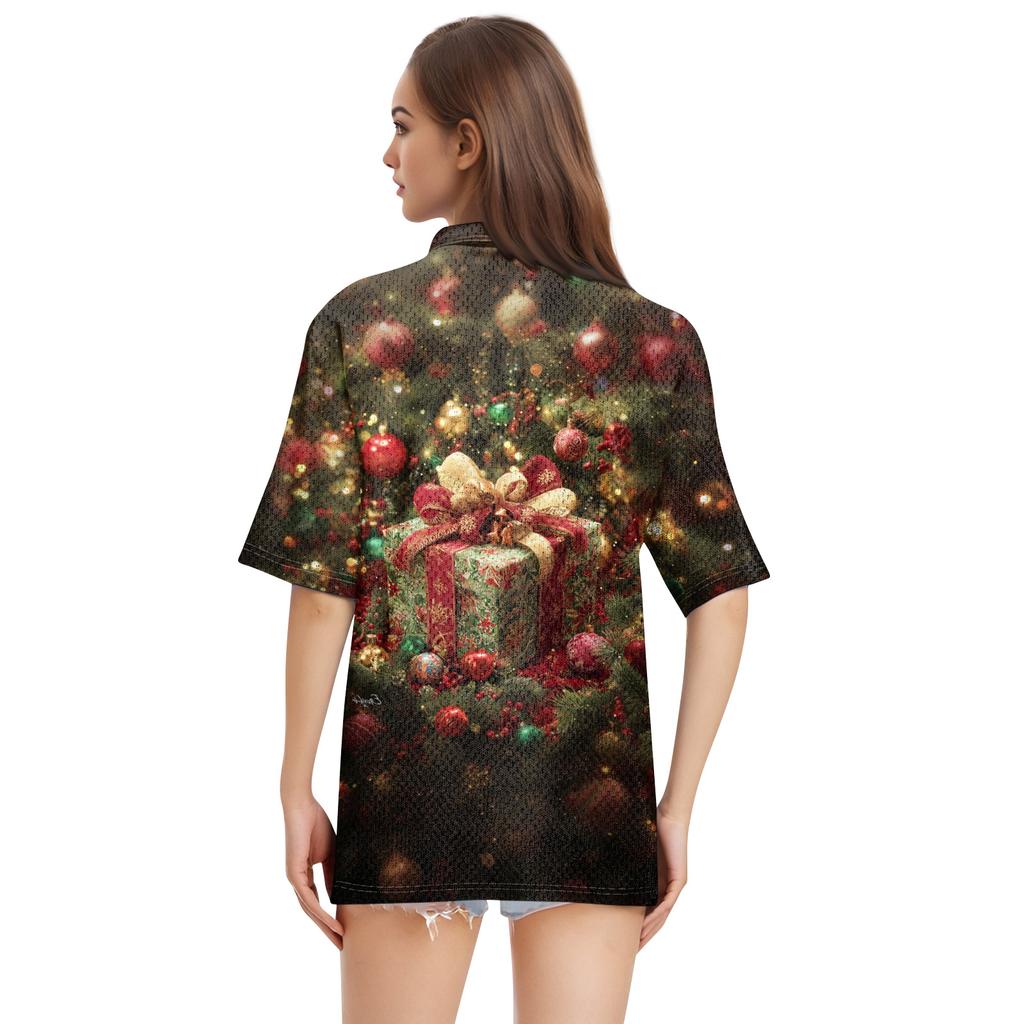 Dámská móda Neformální košile s potiskem s klopou a krátkým rukávem Dámské topy se zapínáním na knoflíky