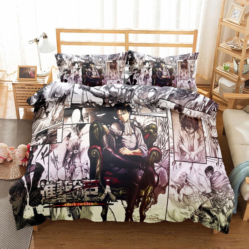 

Levi Ackerman Пододеяльник Комплект постельного белья King Queen Double Full Twin Single Size 150x200cm 3pcs