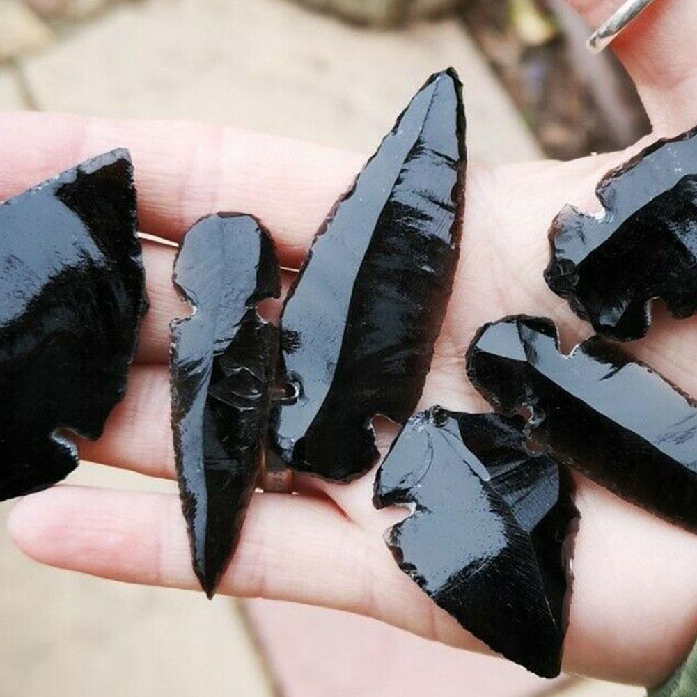 Buy Natural Obsidian Carved Arrowhead Healing Crystal Collection New S9C2 Gift D4H7 B6C5 at