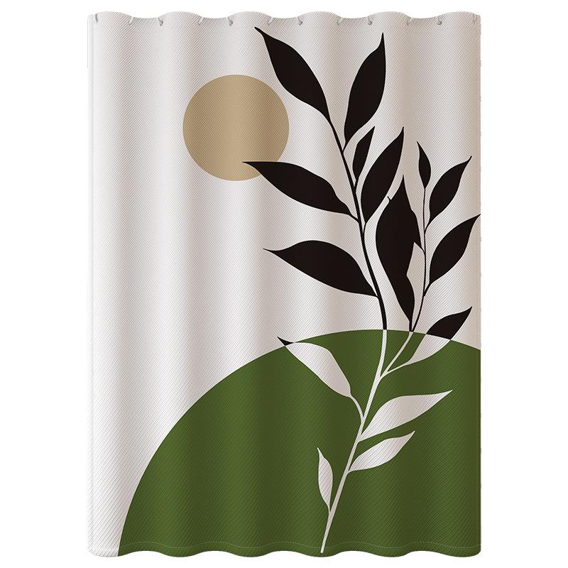 High-End Minimalist Floral Shower Curtain Set: Lazy-Style, Thickened, Waterproof, Mildew & Wrinkle Resistant.