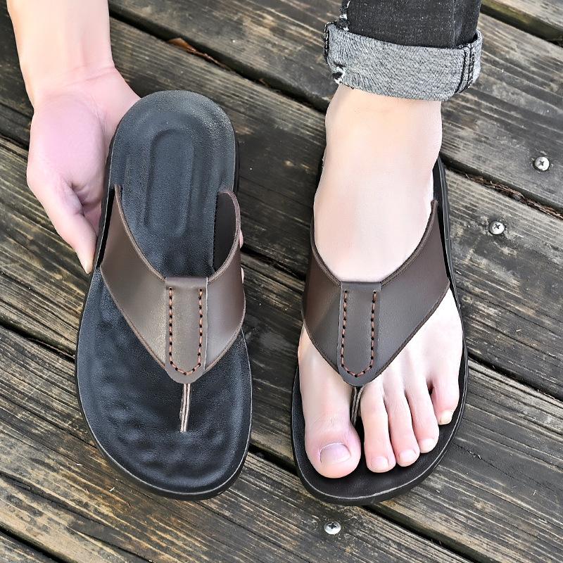 New Summer Beach Slippers Men Flip Flops Top Quality Antiskid Beach Sandals Male Fashion Men's Casual Flats Platform Flip Flops