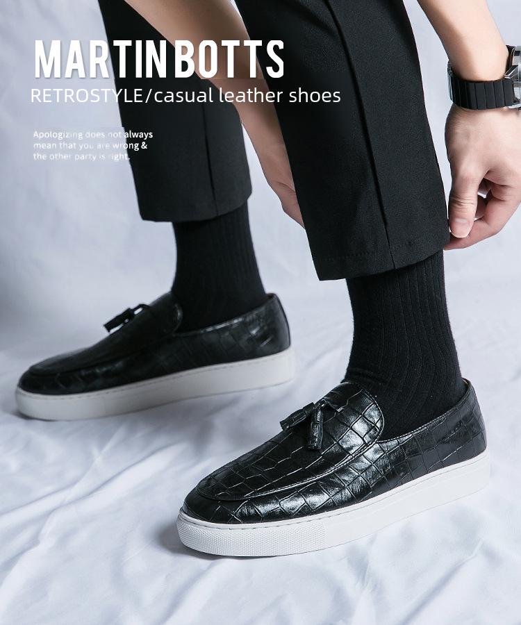 Men's Large Size White Crocodile Pattern Leather Loafers 45-47