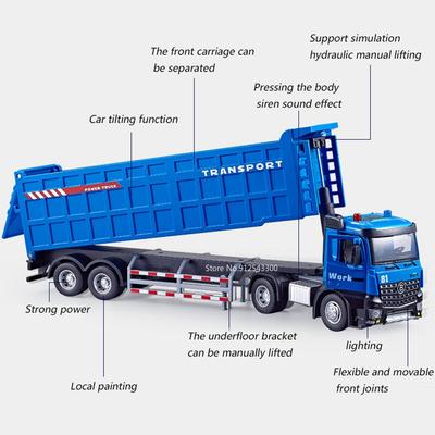 1:24 Engineering Vehicle Alloy Diecast Toy Car Model Sound Light Detachable Body Toy for Kid Birthday Gift Collection Decoration