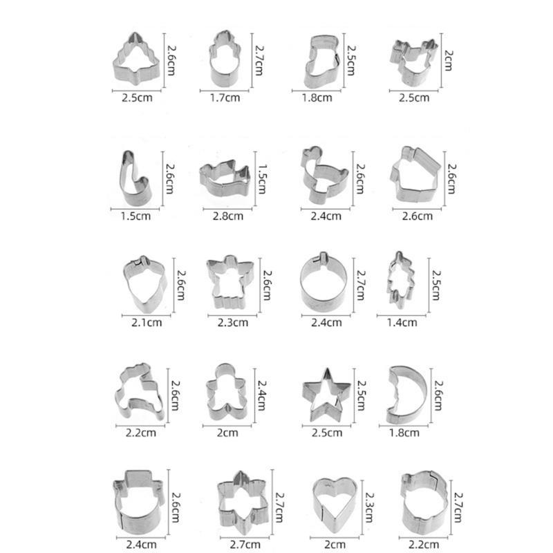 20Pcs Durable Stainless Steels Holiday Christmas Cookie Molds Assorted Shape For Festives Baking And Family Activity