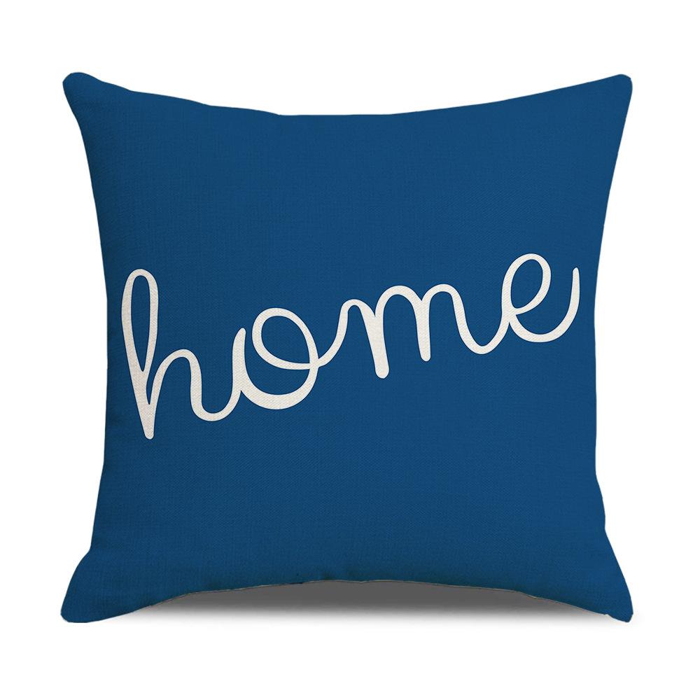 Nordic Simple Pillow Ins Blue Geometric Linen Cotton and Linen Sofa Car Polyester and Linen Pillow Cushion Cover