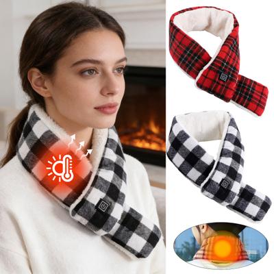 Heated Scarf with 3 Temperature Levels Plaid Print Electric Heated Neck Warmer Winter Portable Neck Heating Pad