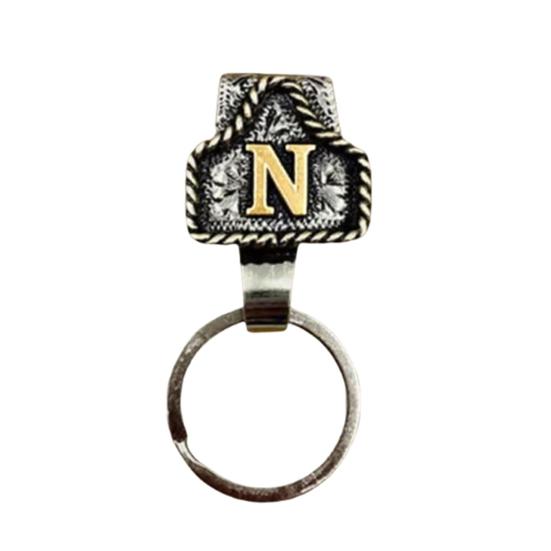 Western Cowboy Letter Keychain Vintage Initial A-Z Key Clip Metal Key Chain Belt Keyring Denim Style Accessory