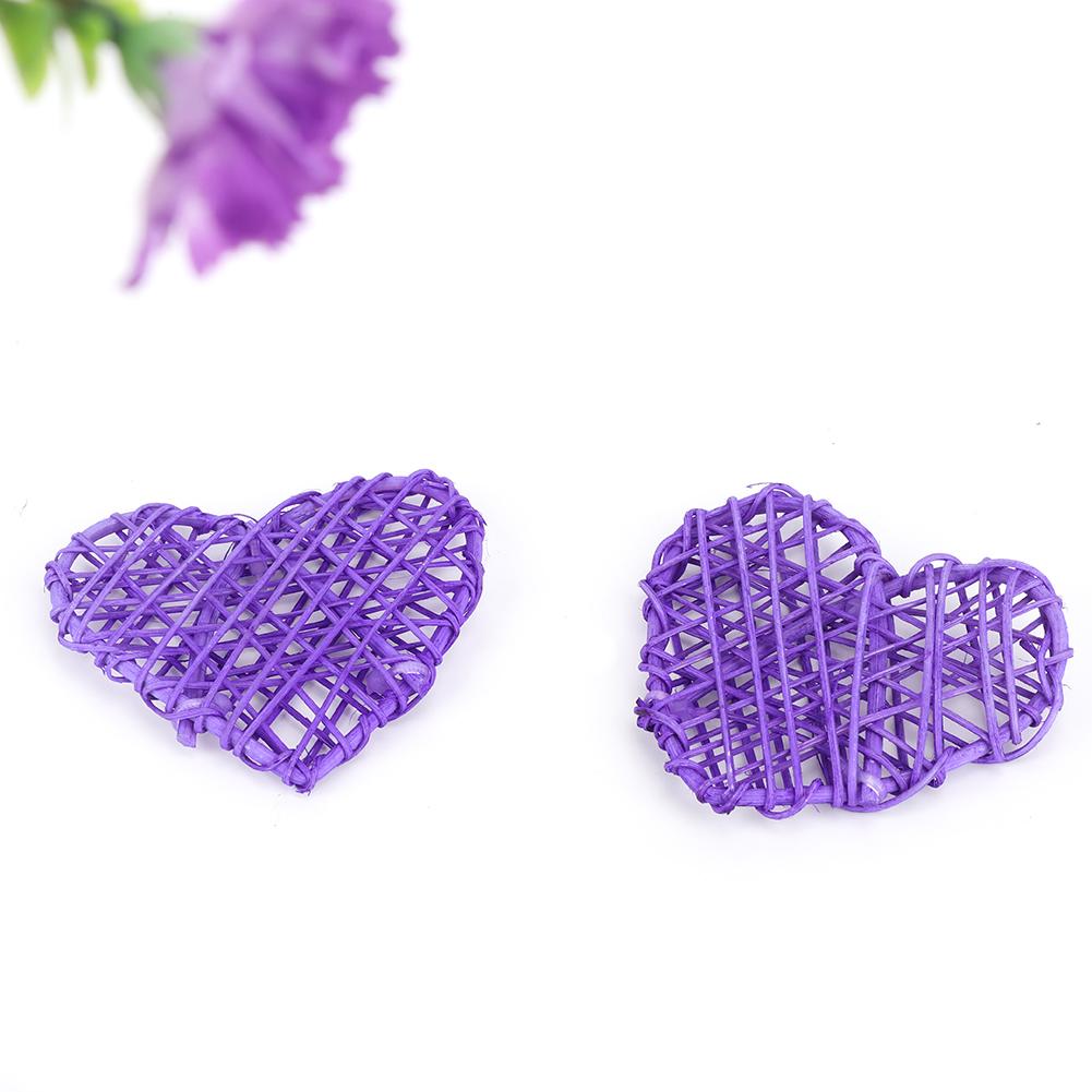 6Pcs DIY Decorative Heart Shaped Rattan Ball Ornament Wedding Party Decoration (Purple)