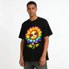 Cute Gradient Rainbow Sunflower Print Casual Loose T-Shirt Pure cotton T-shirt