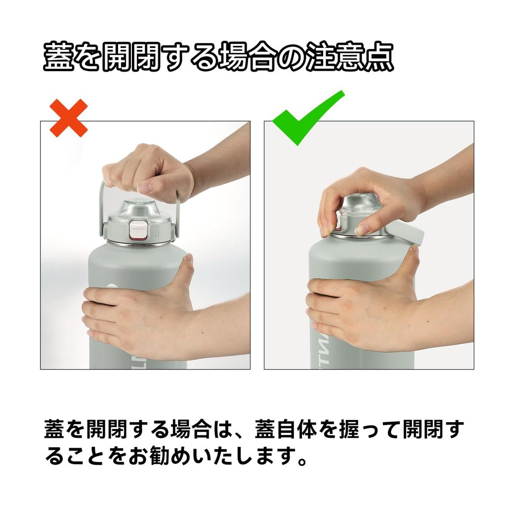 SANTECO Vacuum Insulated Water Large Keeps Drinks Cold or Includes Compatible with Direct Drinking Sports Stylish Stainless Steel Ash Blue Bottle,